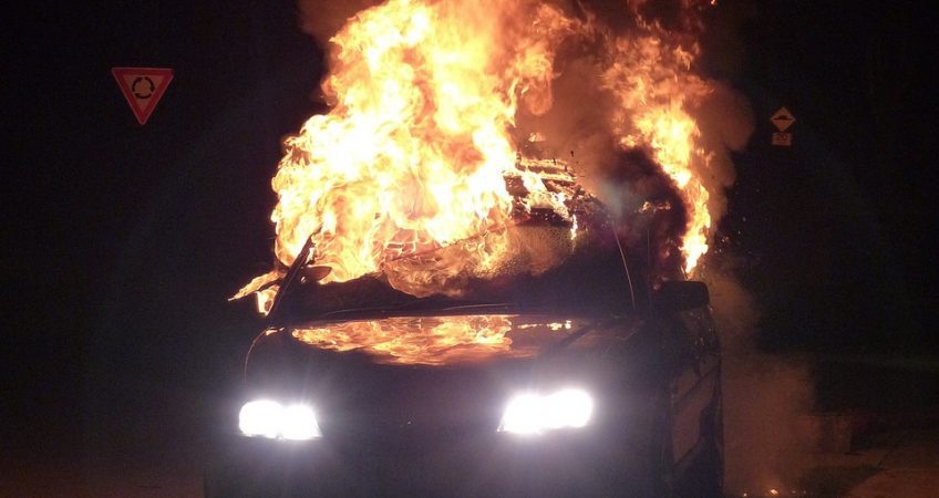 car bomb, fire bomb, car accident